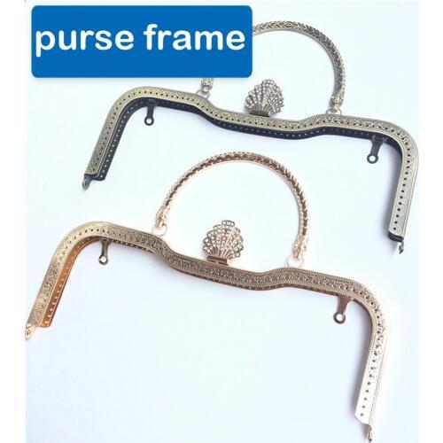 DIY peacock feather diamond buckle design women handbag purse frame metal clasp bronze golden color 5pcs/lot