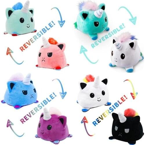 Reversible Cat Cute Flipped Plush Toy Color Chapter Double Sided Expression Animal Plush Toy Plush Doll For Child Birthday Gift