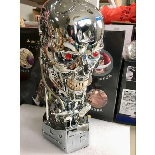 T800 T2 Skull Terminator Action Figure Endoskeleton Lift-Size Bust Resin Replica Model Toy Collection LED EYE New