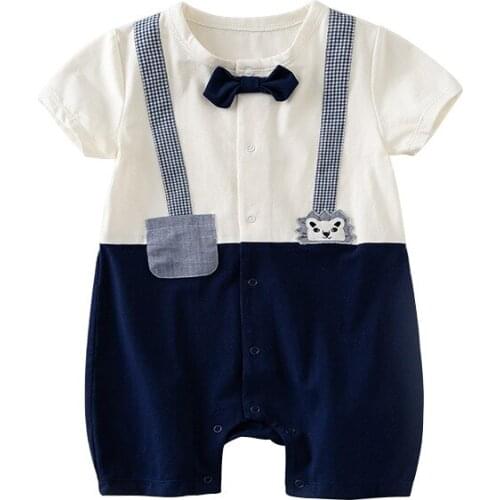 Vlinder Baby boy Rompers Baby Boy Clothes Newborn Clothing Short Sleeve Suspender Clothes Boy Suit Cotton Snug Short Jumpsuit