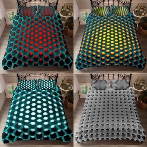 3D Print Honeycomb Bedding Sets Geometric Duvet Cover Pillowcase 2/3pcs Twin Queen King Size Bed Clothes For Adult Home Textiles