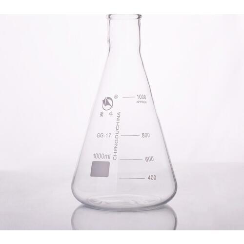 Conical flask,Narrow neck with graduations,Capacity 1000ml,Erlenmeyer flask with normal neck