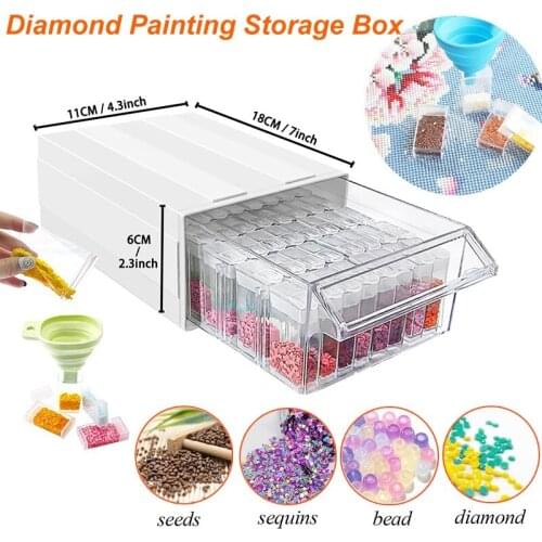 Diamond Painting Storage Container Drawer Type Box for 5d Diamond Painting Accessories with Individual Bottle for Beads Seeds
