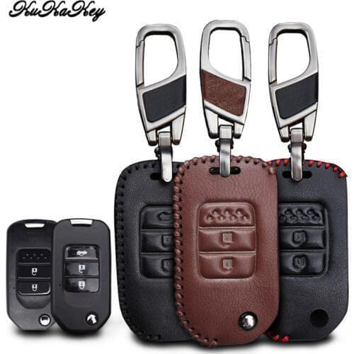 Leather Car Key Cover with Key Holder for Honda Crider Accord Jade Crv FIT Crosstour HR-V CR-V Odyssey Civic Spirior Accessories