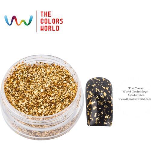 TCWZ802 Metallic luster Gold Aluminum Flakes Magic Mirror Effect Powders Sequins Nail Gel Polish Chrome Pigment Decorations
