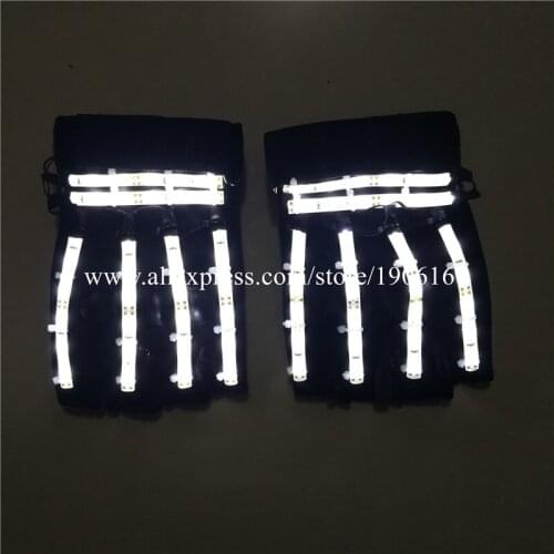 Fashion Led Super Bright One Pair(=2pcs) Led Gloves Stage Show Props LED Light up Gloves Glow Party Supplies