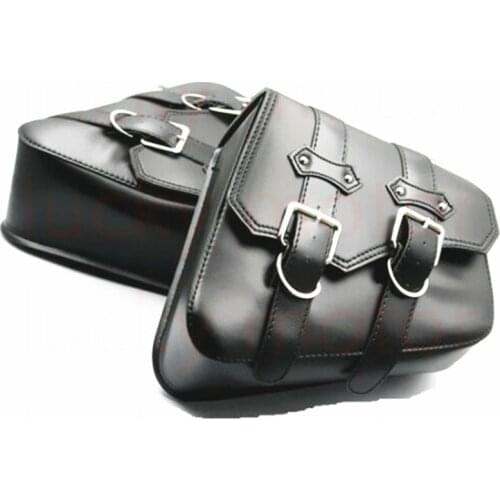 Motorcycle Brown / Black PU Leather Tool Bag Luggage Saddlebag Cruiser Chopper Bobber