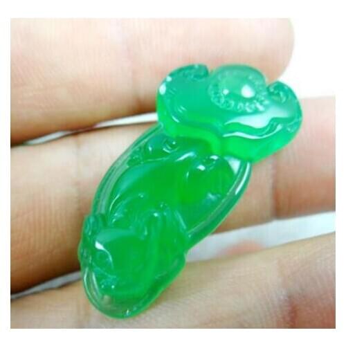 Natural stonegreen Chalcedony agates stone hand-carved Ruyi Quartz crystal Pendant for diy Jewelry making necklace6PCS