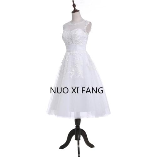 2020 New Collection Vintage Ivory Lace Wedding Dresses Sexy Sheer Neck Cap Sleeves Tea Length Custom Made Plus Size Bridal Gowns