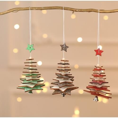 2020 New Creative Wood Craft Christmas Wooden Pendants Ornaments Kids Gift DIY Xmas Tree Ornament Christmas Party Decorations
