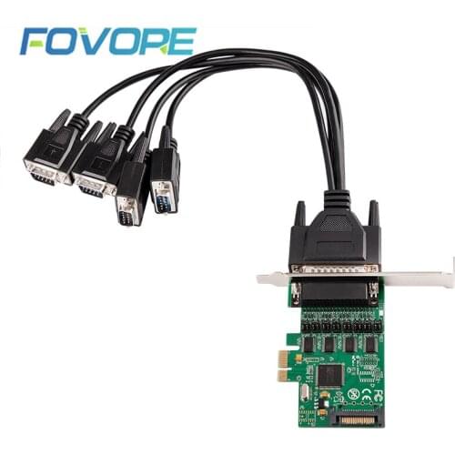 Serial Adapter 4 port RS 232 Serial DB9 PCI Express Adapter RS232 to PCIe Converter Card PCI-e RS-232 Expansion Card WCH384 Chip