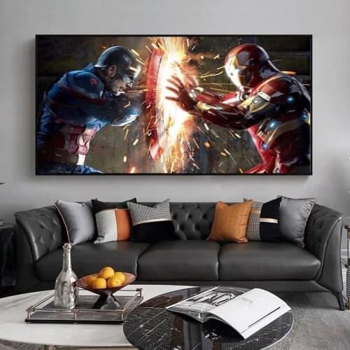 Marvel Avengers Canvas Painting Captain America Iron Man Posters and Prints Wall Art Picture Decor Painting for Living Room
