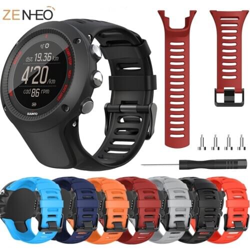 For Suunto Ambit 1/2/3 24mm Silicone Strap with Screws and Screwdriver For SUUNTO AMBIT 1/2/2S/2R/3P/3S/3R Sport Watch Band
