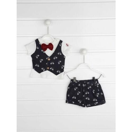 Navy blue Summer Male Baby Papyonlu 2 li Suit