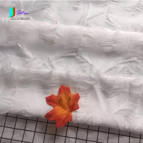 Handmade Fringed Cut Flower Chiffon Fabric Imported High-end Wedding Dress Jacquard Dress Fabric Black White Pink 1m/lot S553P