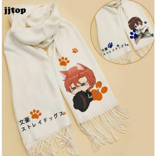 8 Styles Anime Bungou Stray Dogs Dazai Osamu Cosplay Winter Unisex Scarf Neckerchief Fashion Student Daily Casual Outdoor Gifts