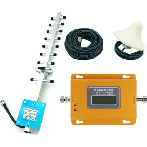 WCDMA 2100 LCD 70dB Gain 2g 4g band1Cell Phone Signal Repeater 3G2100MHz Mobile Amplifier GSM Signal Booster + Antenna