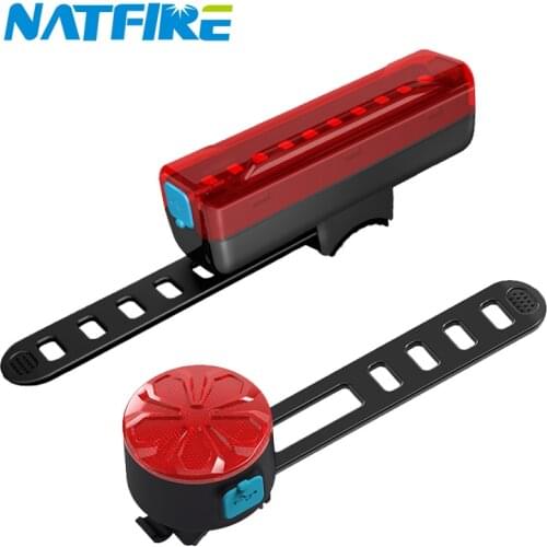 NATFIRE 15-50 Hours Bicycle Rear Light USB Rechargeable LED Back Rear Taillight for Cycling Safety Red Warning Light