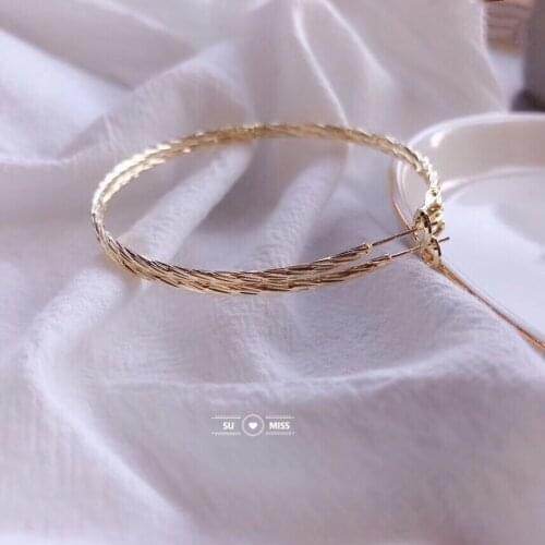 Free Shipping Gold Silver Color Round Hoop Earrings For Women Big Circle Loop Earring Twisted Geometric Earings Metal Jewellery