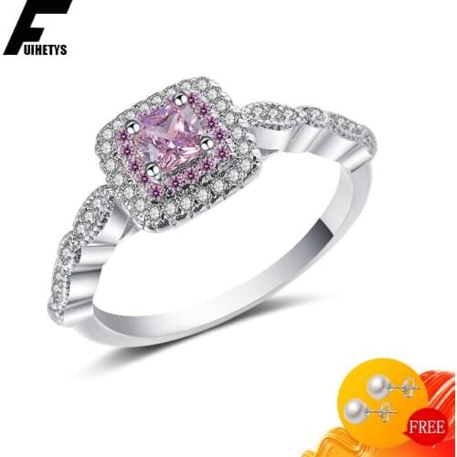 Luxury Charm Women Rings 925 Silver Jewelry Geometric Zircon Gemstones Finger Ring Accessories for Wedding Engagement Party Gift