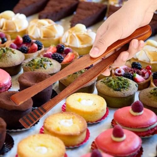 1 Pc Bamboo Cooking Kitchen Tongs Food BBQ Tool Salad Bacon Steak Bread Cake Wooden Clip Home Kitchen Utensil