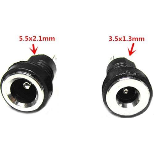 10PCS 5.5x2.1mm/ 3.5x1.3mm DC Power Jack Socket Female Panel Mount Connector High Quality Black DC Power Jack