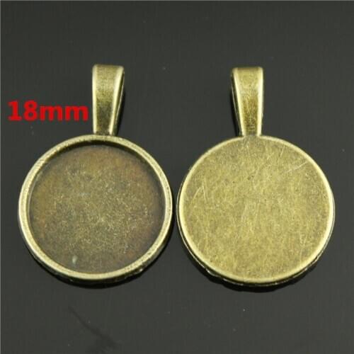 10pcs Antique Silver/Antique Bronze Round Base Setting Tray Bezel Pendant Charm/Finding,fit 18mm Cabochon/Cameo,Big Bail Hook