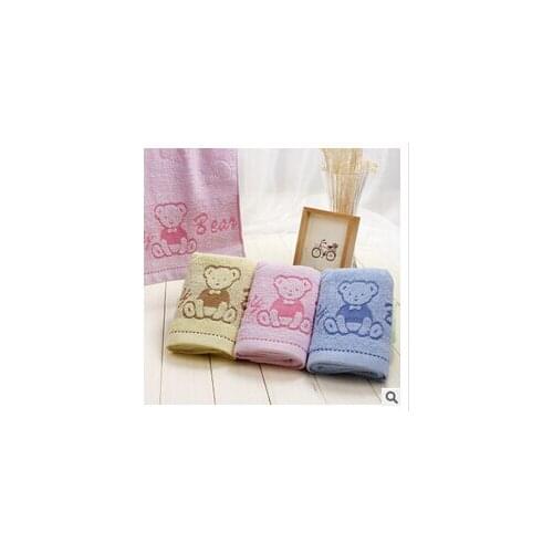 10 pcs/lot 33*74cm Universal Cartoon Embroidered Towel Bear Cotton Wash Cloth Hand Face Winnie Bath yellow pink blue Washcloth