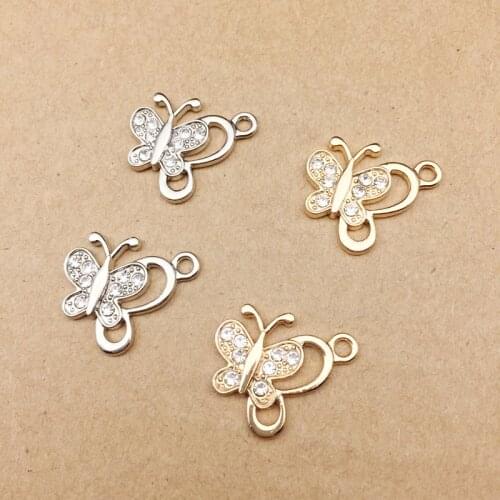 10pcs 19x21mm butterfly charms rhinestone charm for jewelry making and crafting charm fashion pendant