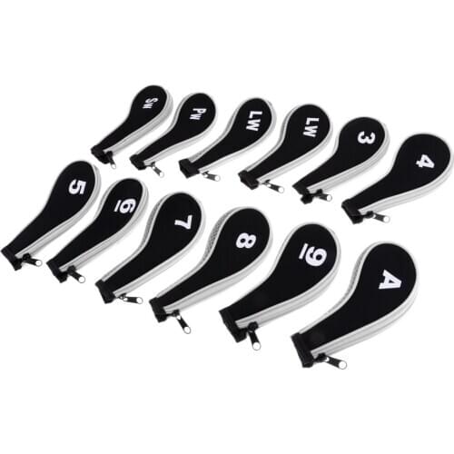 12pcs Neoprene Soft Golf Iron Zipper Head Cover Golf Club Putter Sleeve A-SW
