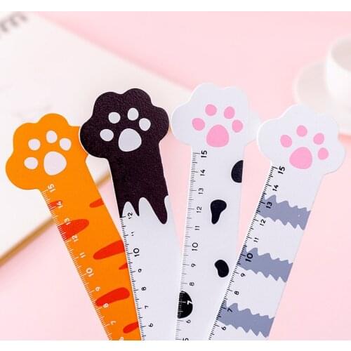 15cm Kawaii Cartoon Creative Cat Claw Wooden Ruler Measuring Straight Ruler Tool Promotional Gift Stationery