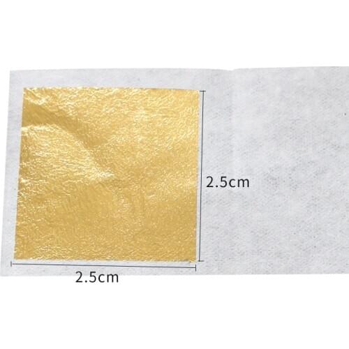 2.5X2.5cm 24K Pure Genuine Gold Leaf 100 Sheets, Ideal Choice for Skin Care,Buauty and Crafts,Edible cake decorations