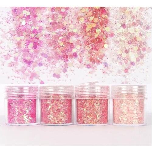 4 in 1 10ml Shiny pink series Nail Glitter Powder Sequins Powder For Nail Art Decoration Gradient set of ultra-fine Nail Glitter