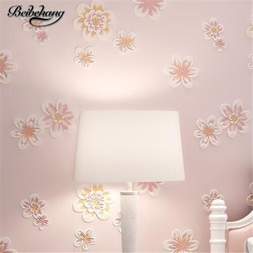 Beibehang Green nonwovens wallpaper 3D pastoral style wallpaper warm bedroom small floral wallpaper living room papel de parede