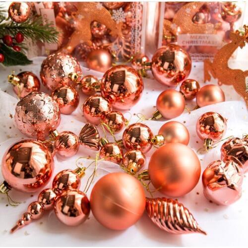 30 Pcs/Set Glitter Christmas Balls Xmas Tree Pendants Plastic Bolas De Navidad Home Round Decoration Supplies