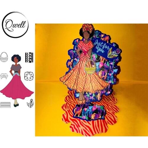 QWELL Big Skirt Pretty Girl Handbag Flower Line Embellissement Clear Transparent Stamps DIY Scrapbooking Paper Craft Cards 2021