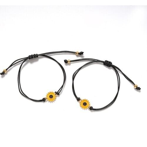 Sunflower Charm Bracelet Surfing 2X Friendship Beach Bracelet Handmade Summer