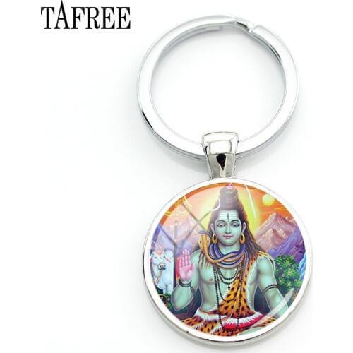 TAFREE Special Lord Shiva Keychains for Bag Car Key Chain Women Men Fashion Religious Hinduism Hot Sale Round Jewelry LS71