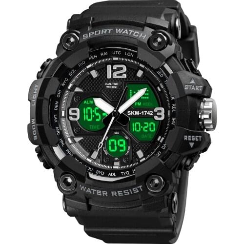 SKMEI Men Sports Watches Dual Display Analog Digital LED Electronic Quartz Wristwatches Waterproof Clock Military Watch Relogio