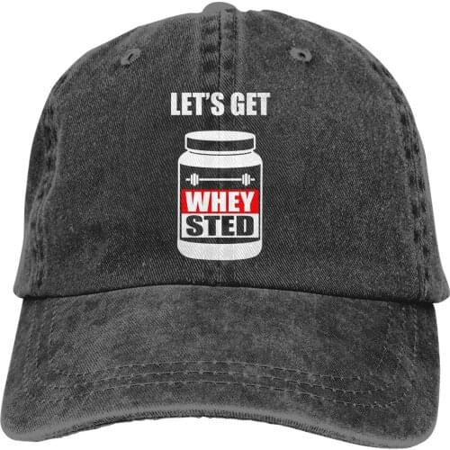 Lets Get Whey-Sted Funny Gym Bodybuilding Protein Mashup Baseball Cap Men Ripped Muscle Training Caps colors Snapback Caps