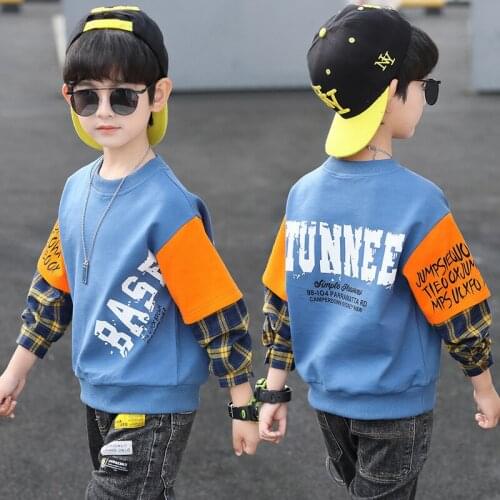 Childrens clothing boy cartoon hoodie sweater new spring and autumn long-sleeved bottoming shirt top 5-12 years old