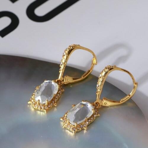 European and American style simple designer inlaid with shiny Rhinestone Pendant Earrings advanced gift birthday