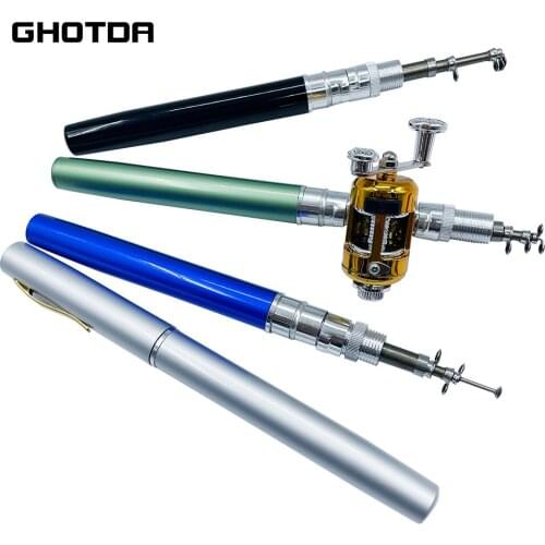 Mini Pocket Pen Shape Aluminum Alloy Fishing Rod Portable Baitcasting Rods Pole + Fishing Reel Set Combos Pesca
