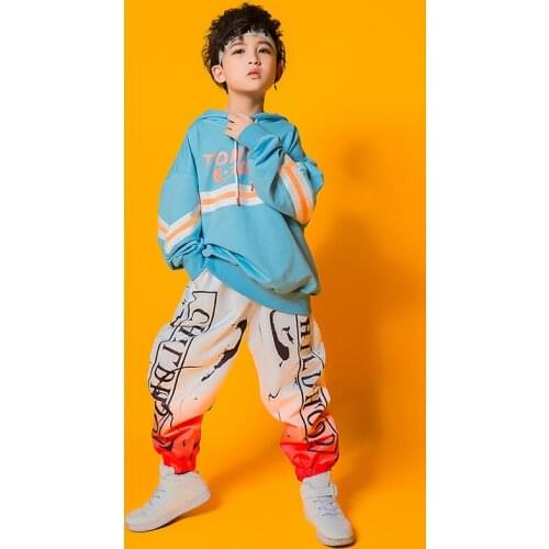 Printing Jazz Dance Costumes Kids Loose Hip Hop Rave Outfit Street Dance Practice Wear Boys Stage Performance Clothing DC3282