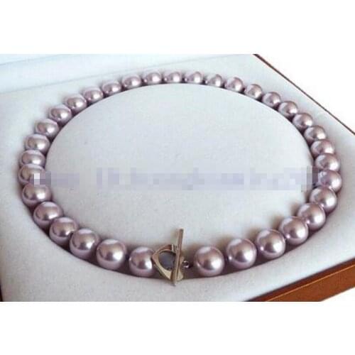 Beautiful 12mm AAA Purple Shell Pearl Necklace 18INCH 36" 50"