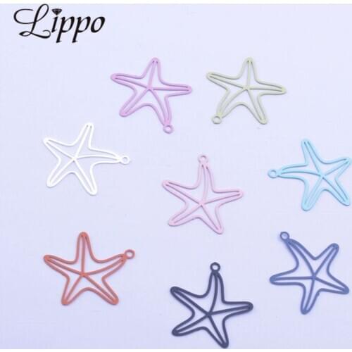 50pcs AC10953 17*18mm Brass Starfish Charms Animal Jewelry Pendant