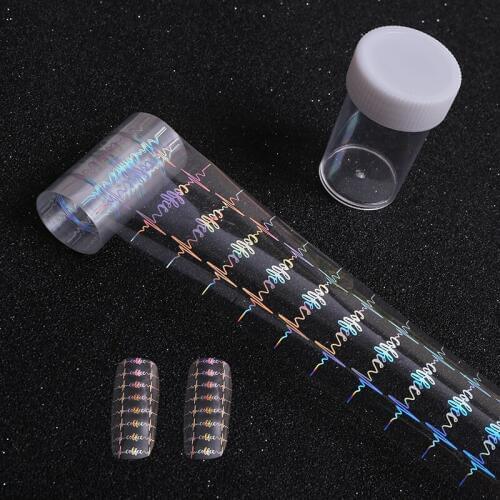 Laser Electrocardiogram pattern Nail Foil 4*100cm Holographic Transfer Starry Sticker for Manicure Nail Art Decoration