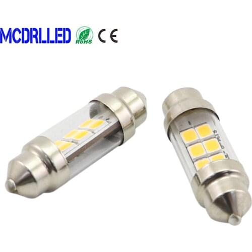 Mcdrlled Festoon 36mm C5W Led Bulbs Signal Lamp Super Bright 2835 SMD White 6000K Cars License Plate Interior Reading Light