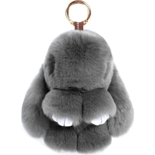 Cute Natural Rabbit Fur Pom Pom Bunny Key Chain Women Rabbits Keychain On Bag Car Trinket Doll Jewelry Party Toys Friends Gift