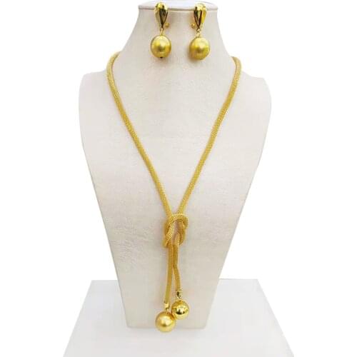 Fashion African Dubai Gold Jewelry Women African Beads Set Nigerian Bridal Jewelry Sets Wedding Accessories 8/5000 Italian Gold